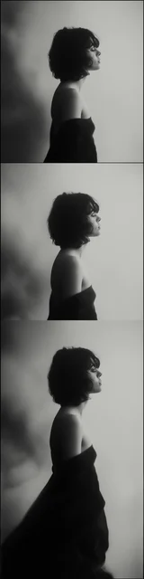 Free aesthetic bookmark featuring a black and white photo strip of a lady